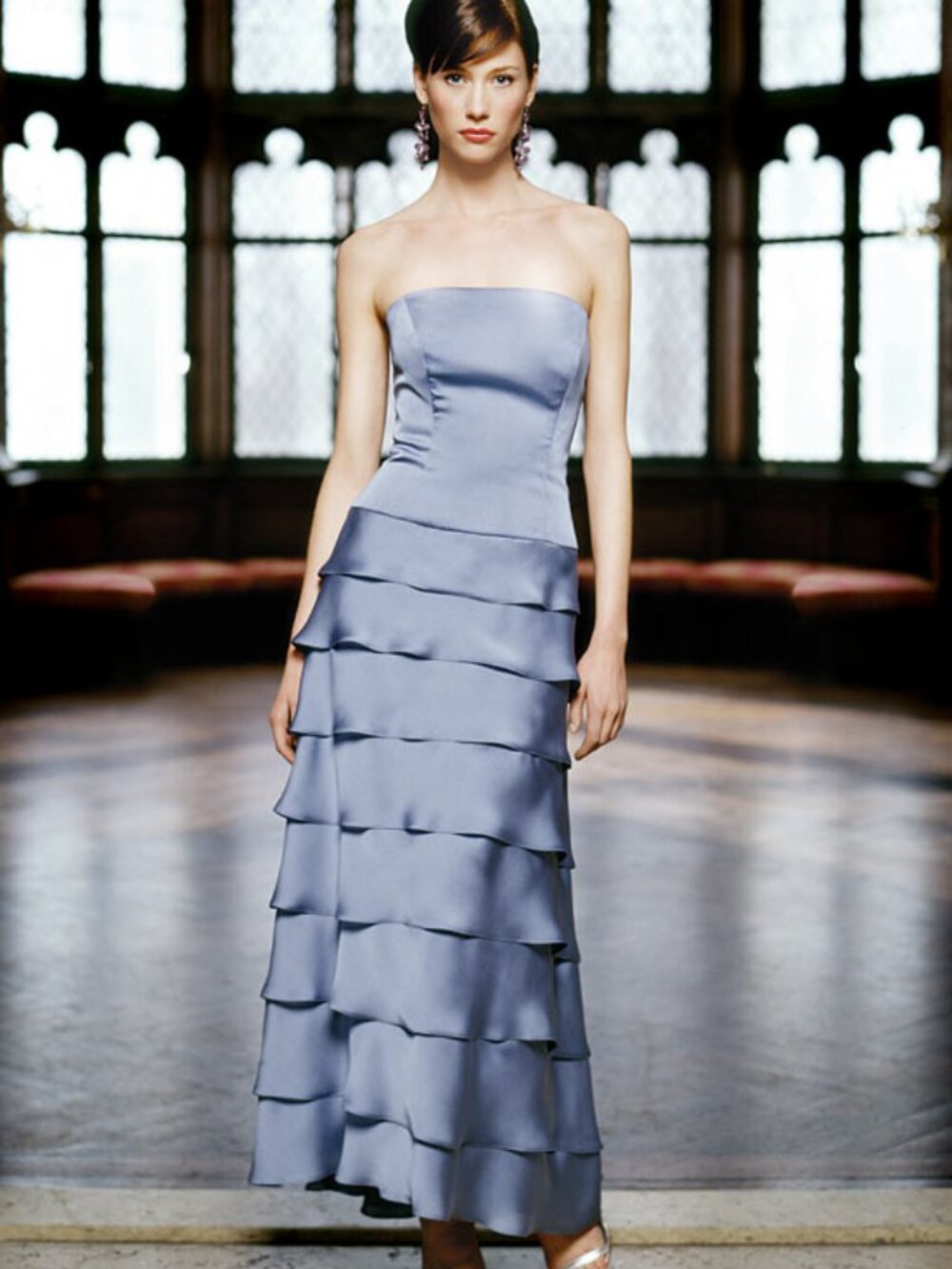 Lazaro gown (Style 3395, Size 16) is a vintage periwinkle or light blue straple
